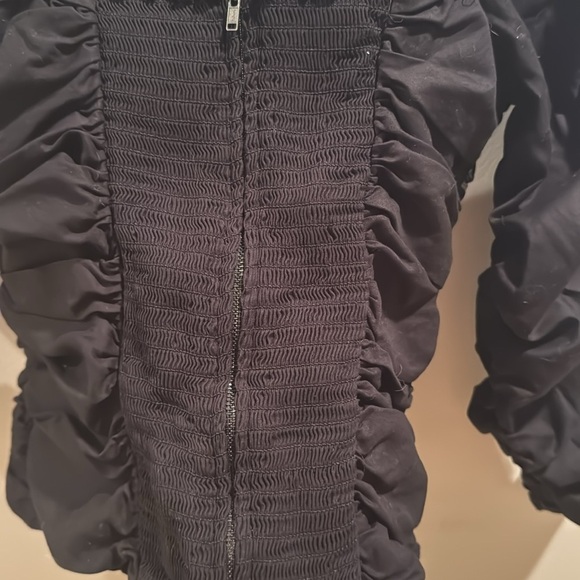 Reformation Jodi Black Ruched Top M/L - Picture 7 of 7